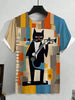Men's Animal Funny Cat Printed T Shirt Short Sleeve Tees Tops 3D Print O-Neck Shirts Party Summer Casual Men's Clothing Apparel