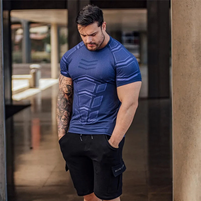 2023 New gym shirt Men Compression T-shirt men Shirts Skinny Tee Shirt Male Gyms Running T-shirt Fitness Sports men's t-shirts