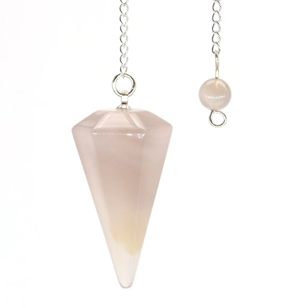 Natural Crystal Pendulums for Divination Dowsing Amethyst Pink Quartz Pendulum Reiki Healing Gem Stone Pendant Pendulos