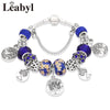 Antique Tibetan Silver Tree of Life Charm Bracelets Green Crystal Flower Bead Bracelet with Heart Diy Jewelry Pulsera Mujer