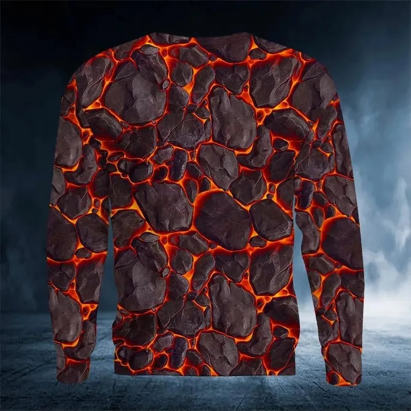 2023 New Men's Autumn Round Neck Long Sleeve T-shirt =Retro Skull 3D Pattern Print T Shirts Casual Fashion Tops Men Clothing