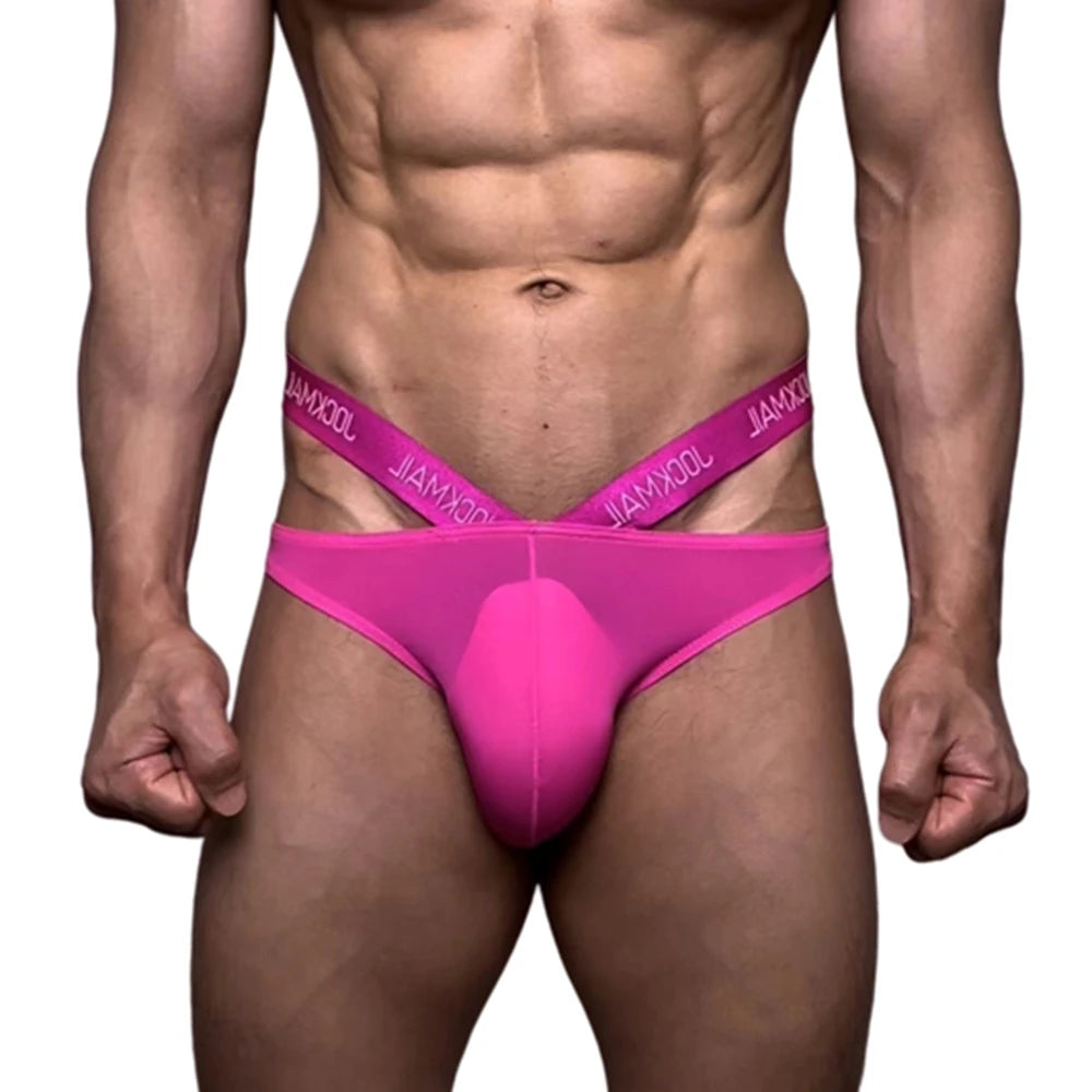 Mens Jockstrap Brief Sexy Underwear Panties String Ultra-thin Transparent Ice Silk Slip Bikini Hombre Lingerie Erotic Underpants
