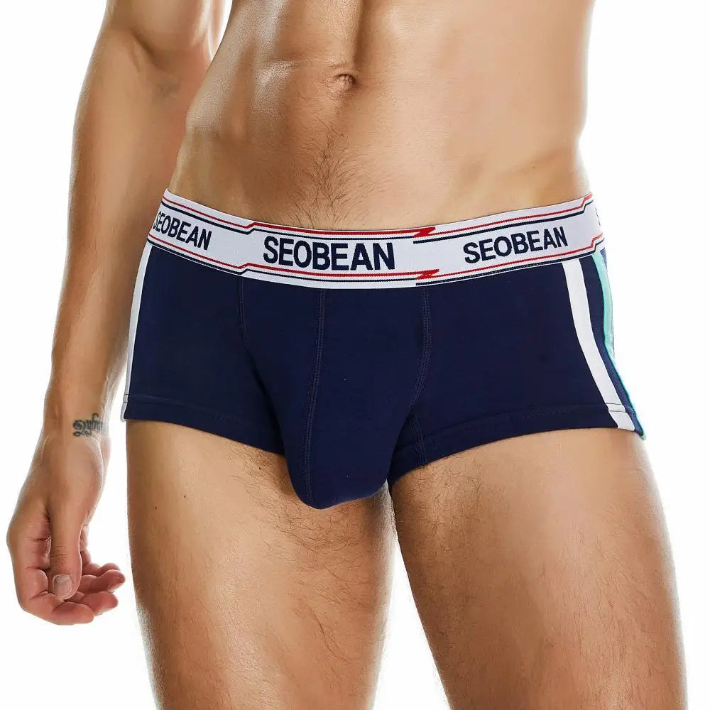 SEOBEAN Brand Men's Boxers Briefs Breathable Cotton Underwear Men Underpants Boxer Shorts U convex Bag 2023 New Boxer For Man
