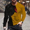 Fashion Jesus Cross Pattern T Shirt For Men 3D Lion Print Long Sleeve T-shirt Hip Hop Trend Vintage Clothes Oversized Cotton Top