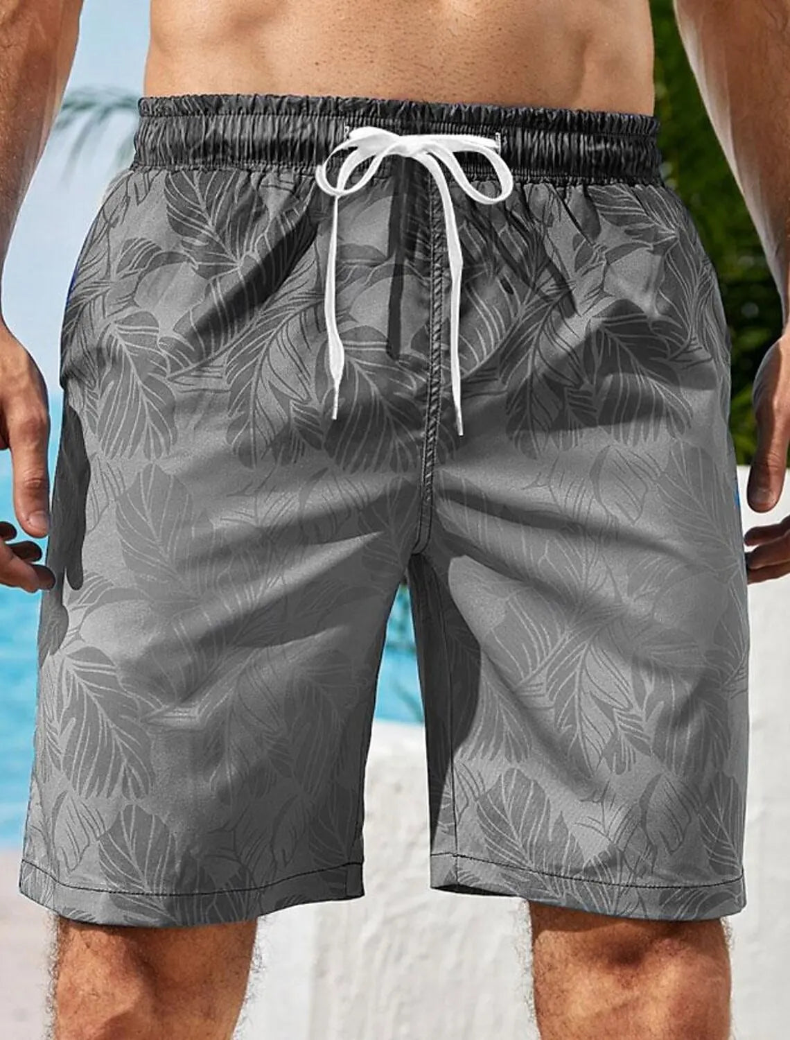 Men's Gradient Leaf Swim Trunks Surf Trunks Shorts Fashion Street Trend Casual Daily Vacation Elastic Waist Design Clothing