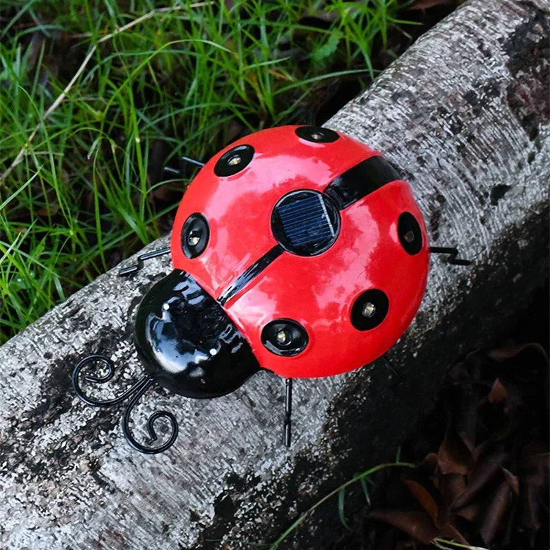 Outdoor Solar Ladybug Lamp Waterproof Garden Statue Wall Hanging Light Powered Light For Garden Outdoor  Decetion LED Solar Lamp