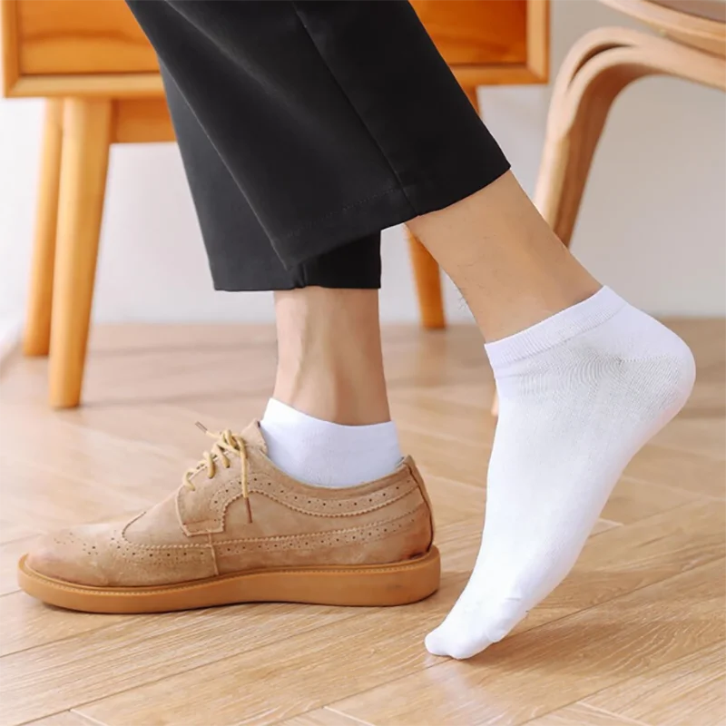 5 pairs/Lot Men's Socks Casual Boat Socks Black Business Socks Solid Color Breathable Comfortable High Quality Ankle Socks 38-44