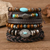 Feather Evil Eye Ethnic 5-6pc/set wood bead tree Charms bracelets Hamsa Hand Butterfly Bohemia Men Bracelets Women Jewelry