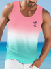 Summer Daily Casual Men's Tank Top Hawaiian Style Fish Print Men's Tank Top Seaside Party Men's Fashion Sleeveless T-shirt
