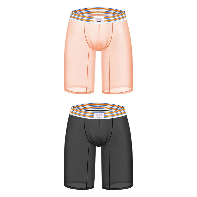 1/2/3PCS Men's Ice Silk Boxers Transparent Boxers 0.01 Ultra-thin Fabric See Through Underpants Seamless Underwear Boxer Shorts