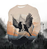 Men's Fashion Printed Round Neck Long Sleeve Party Autumn Sports Leisure Pullover Men 3D Flying Eagle Printed Loose Sports Top