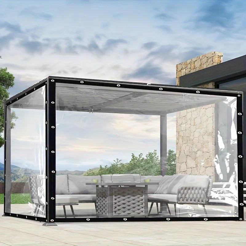 1 Batch of Transparent Rainproof Canvas with Sealing Rings - Outdoor Multi-Purpose Waterproof Tarpaulin It Can Be Used for Pati