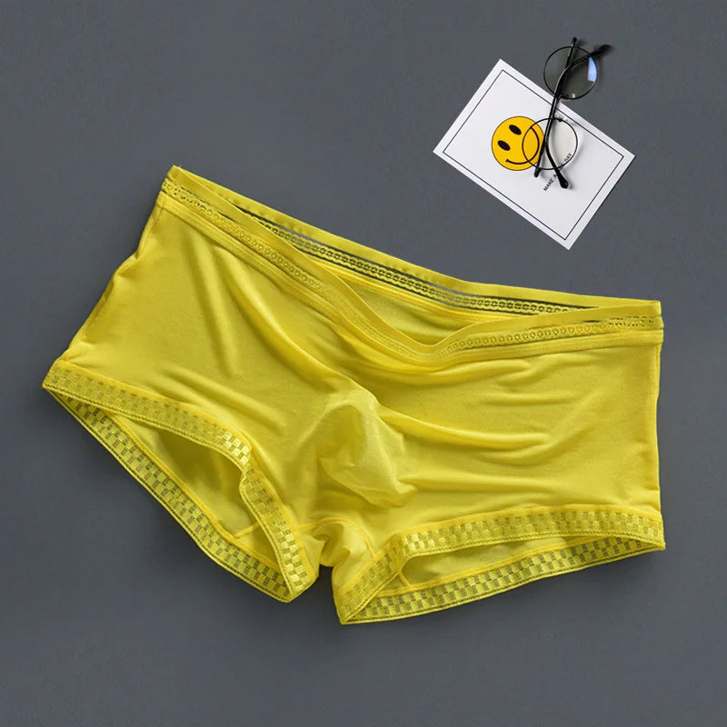 Men's Ice Silk Boxer Pants Breathable Panties Sexy Transparent Ultra-thin Underwear Breathable Comfortable Underpants