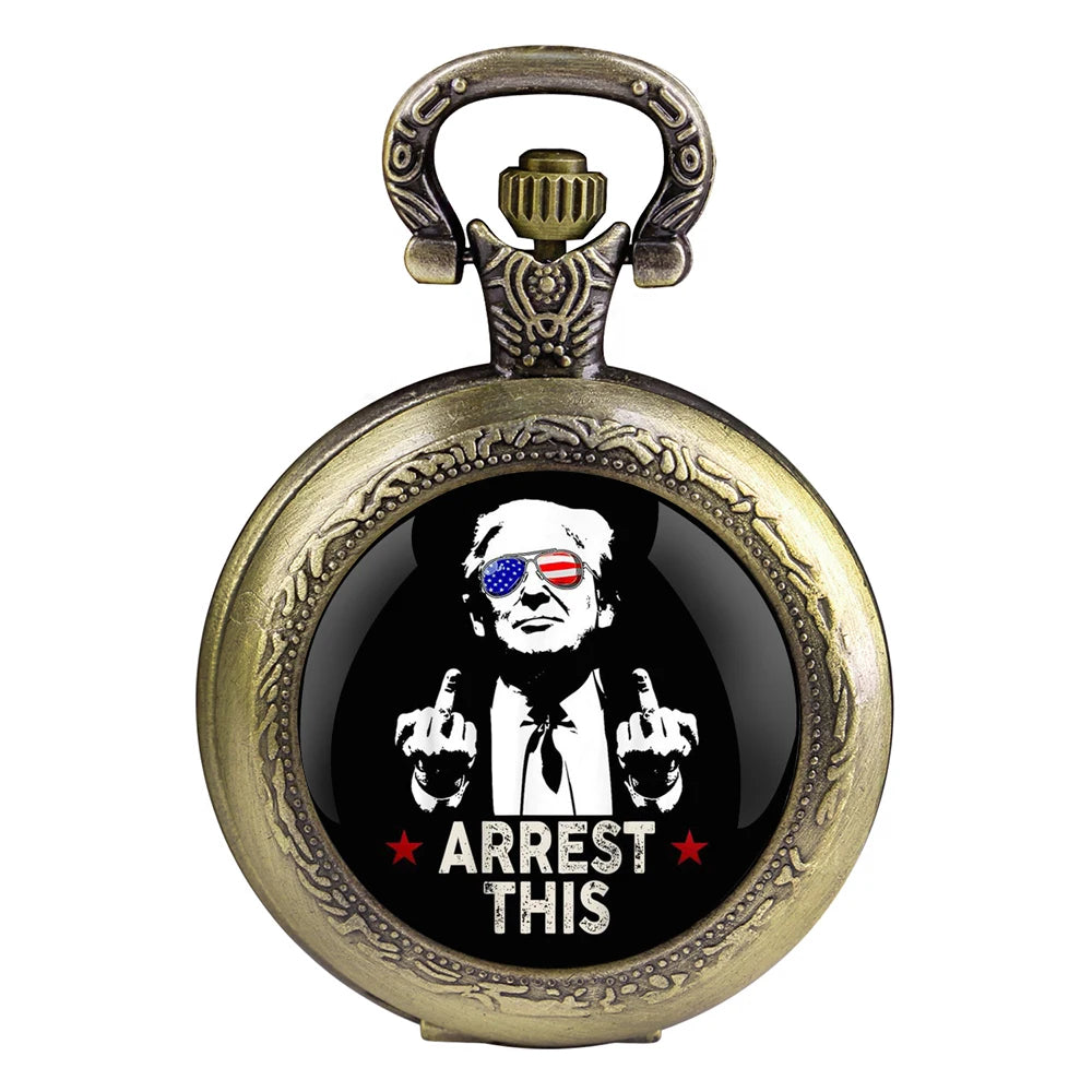 Trump Victory Pendant Quartz Pocket Watch Souvenir