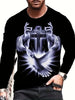 Fashion Jesus Cross Pattern T Shirt For Men 3D Lion Print Long Sleeve T-shirt Hip Hop Trend Vintage Clothes Oversized Cotton Top