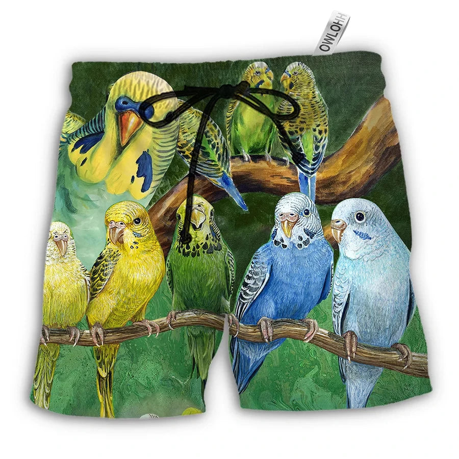 New men's summer shorts loose and luxurious shorts 3D printed casual parrot bird print original stay shorts Hawaii beach shorts