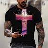 Christian Mens Clothing T Shirts Oversized T Shirt Gothic  Jesus Christ Cross 3D Print O-neck Tops Vintage Hip Hop Short Sleeve