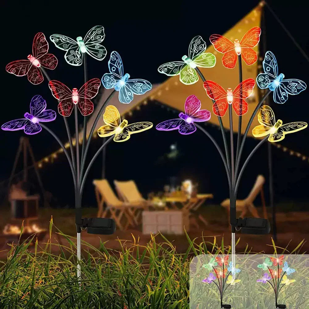 Solar LED Lights Outdoor Waterproof Garden Butterfly Sunlight LED Lamp Landscape Lawn Light Home Decor Lamp 6/8/10 Heads 조명