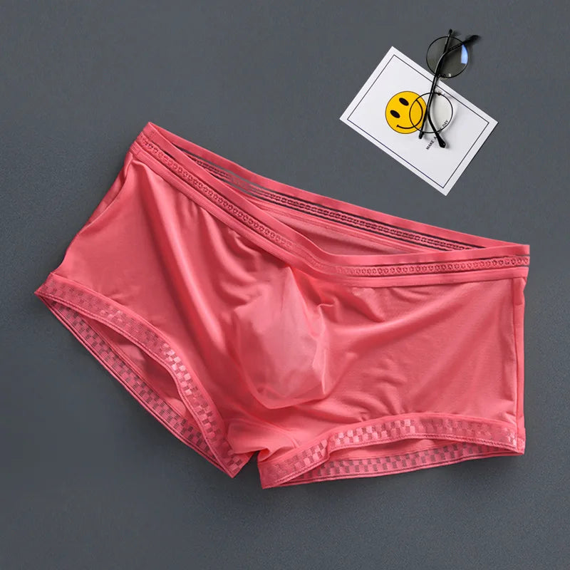Men's Ice Silk Boxer Pants Breathable Panties Sexy Transparent Ultra-thin Underwear Breathable Comfortable Underpants