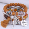 Bohemian Beads Charm Bracelets & Bangles for Women Fashion Love Feather Tassel Bracelet Multilayer Bracelet Femme 2024New