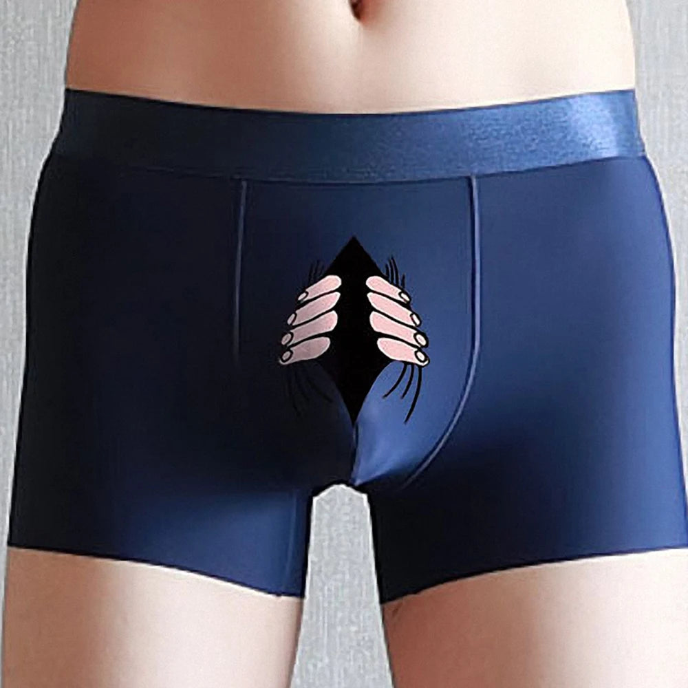 Men Silk Underwear Cartoon Boxer Mens Boxers Creative Funny
