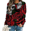 2024 New Women Halloween Crow Printed Casual Sweatshirt Round Neck Casual Basic Loose Fashion Women Designer Style