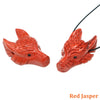 1.5" Wolf Head Stone Pendant Natural Healing Crystals Hand Carved Wolves Animal Statue Figurine Gems for Jewelry Making Necklace