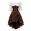Steampunk Gothic Corset Dress Vintage Faux Leather Corset Renaissance Blouse Asymmetrical Floral Skirt Cosplay Pirate Costumes