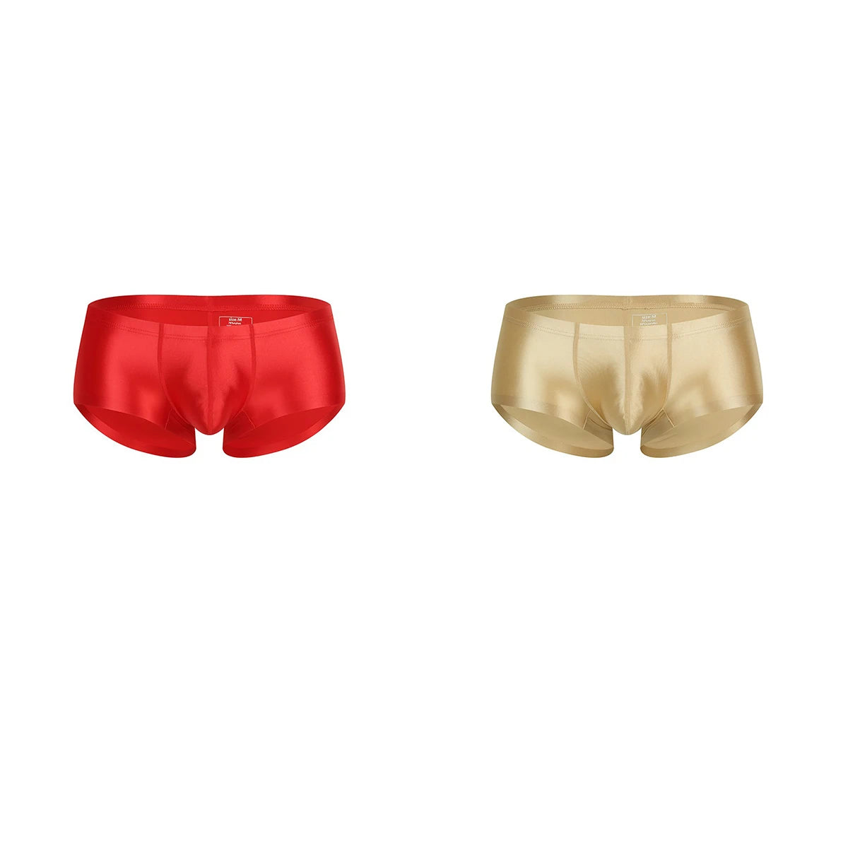 Men's Underwear Solid Color Shiny Silk-Smooth Boxer Shorts Low-Rise U-Cut Underpants