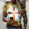 Christian Mens Clothing T Shirts Oversized T Shirt Gothic  Jesus Christ Cross 3D Print O-neck Tops Vintage Hip Hop Short Sleeve