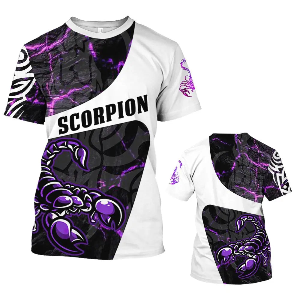 Animal Men's T Shirt Summer Short Sleeve Scorpion 3D Print Funny T-Shirts Fashion Casual Male Sportshirt Oversized Mens Clothing