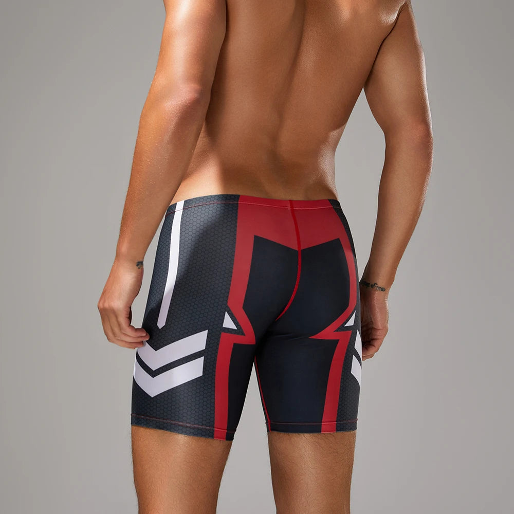 SEOBEAN-Men's new coming Low Rise Colorful SWIM BOXER, Long VORTEX SWIMWEAR