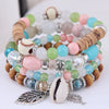 DIEZI Korean Trendy Multicolor Green Crystal Beads Rope Bracelets Women Girls Elastic Tassel Wrap Bracelet Pulseira Feminina