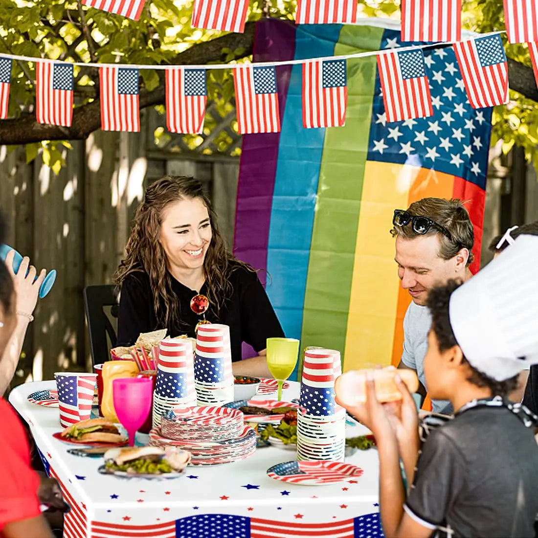 Independence Day Party Supplies American Flag Tableware USA Plates, Cups, Napkins, Forks, Spoons For 4th Of July USA Party Decor