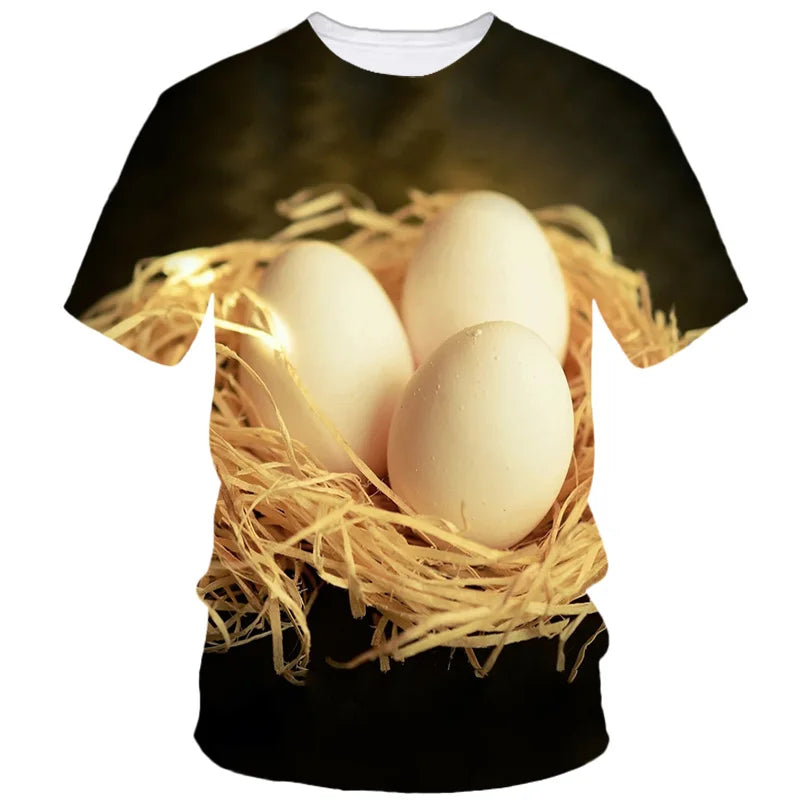 Creative Funny Egg 3d Printed T Shirt Men Summer Short Sleeve Harajuku Casual Loose T-Shirt Fashion Street Comfort Tees Clothing