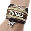 Helpushine Handmade Leather Horse Pendant Bracelet Fashionable Trendy Bracelet for Women and Girls