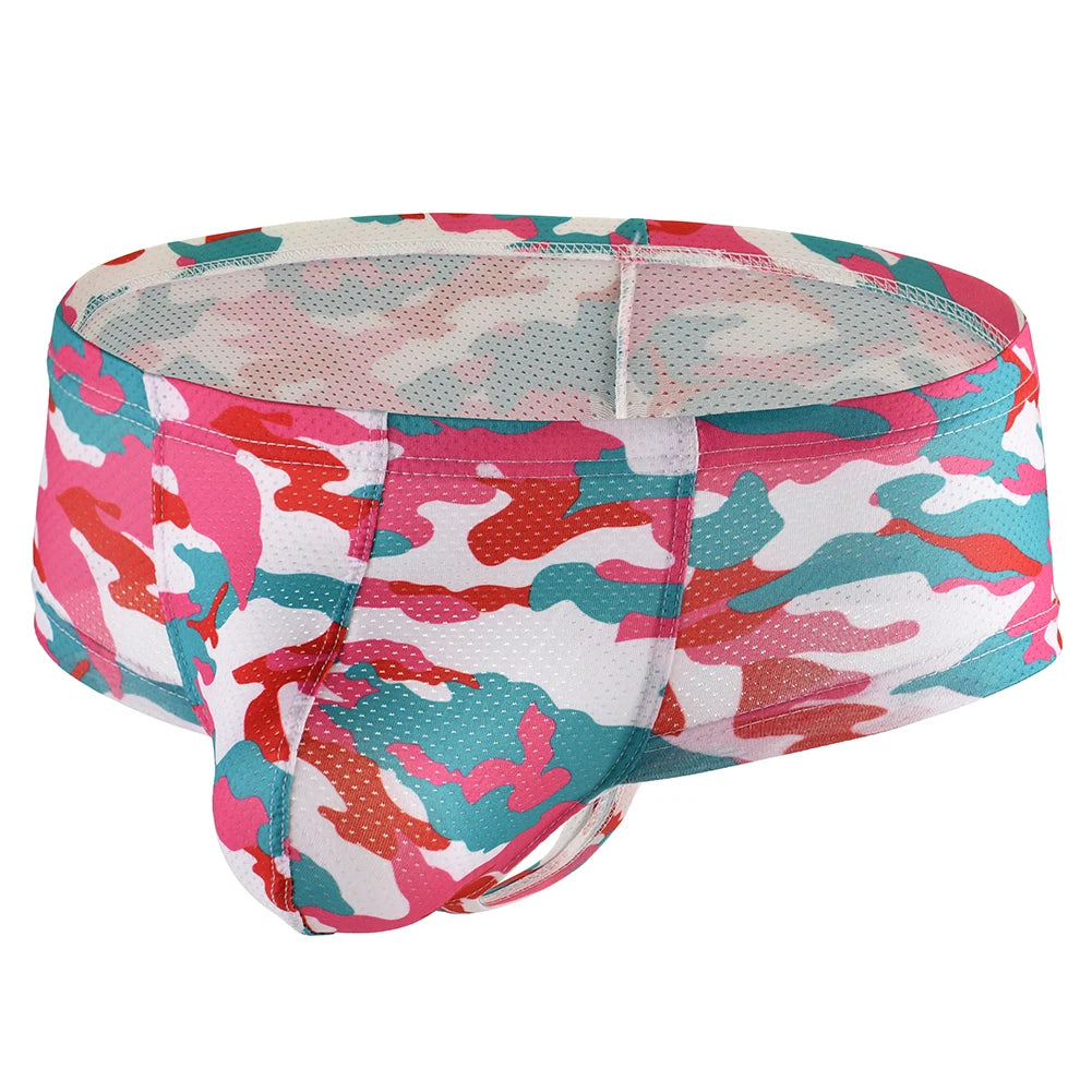 Young Men's Boxers Shorts Sexy Low Rise Fashion Printed Camouflage Underwear New Style