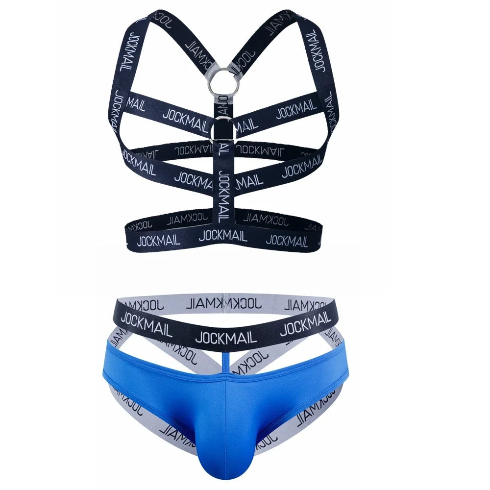 Sets Men Body Bondage Lingerie Sexy Harness Bodysuit and Jockstrap Gay Underwear Mens Lingerie Sissy Panties Costume Hombre