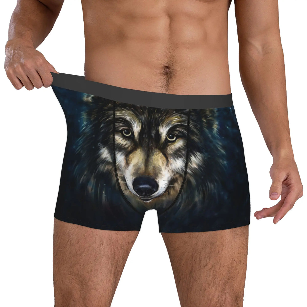 Grey Wolf Maw Boxer Shorts For Homme 3D Print Animal Underwear Panties Briefs Stretch Underpants