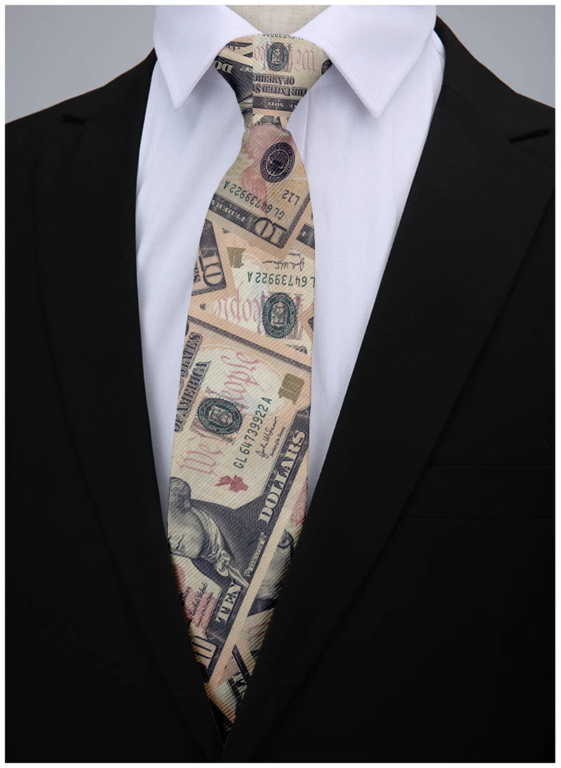 Interesting dollar pattern printing 8 cm wide tie fashion business shirt tie Pascual men's tie tie birthday gift