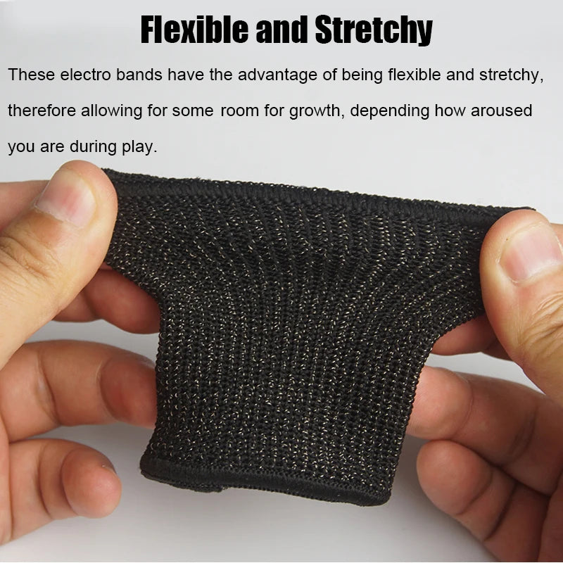 BDSM Electro Shock Conductive Fiber Penis Sleeve E-stim Scrotum Rings Electric Play Cock Therapy Enlargement Male Sex Products