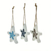 3Pcs/Set Wood Crafts Mediterranean Starfish Hung Fish Nautical Decor Hang Decorated Marine Pendant