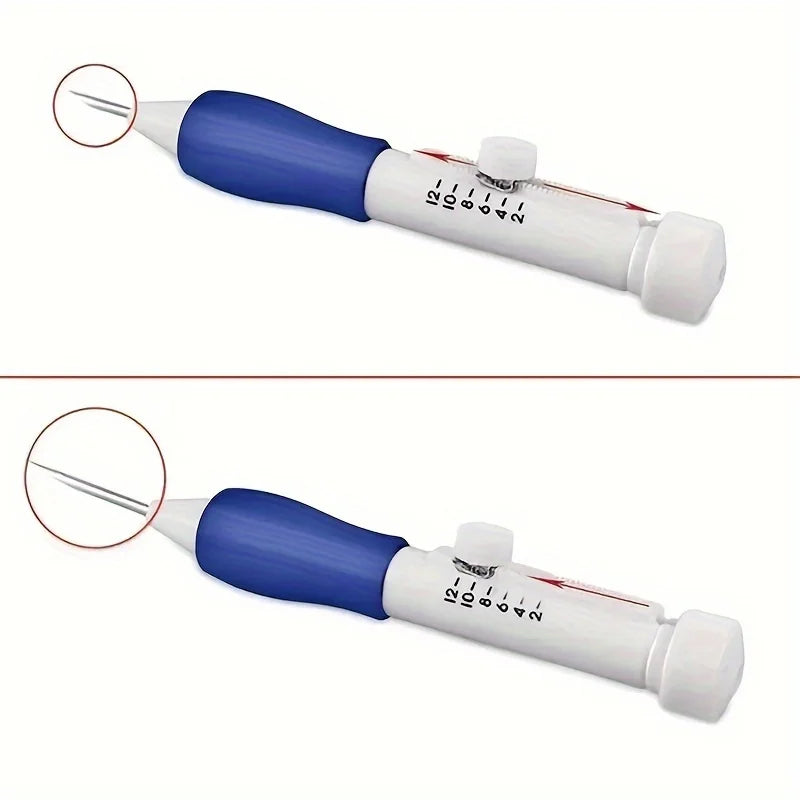 1PC Adjustable Magic Embroidery Pen Set with 3 Needles, Threader, Scissors, and Ergonomic Fabric Craft Design for DIY Sewing
