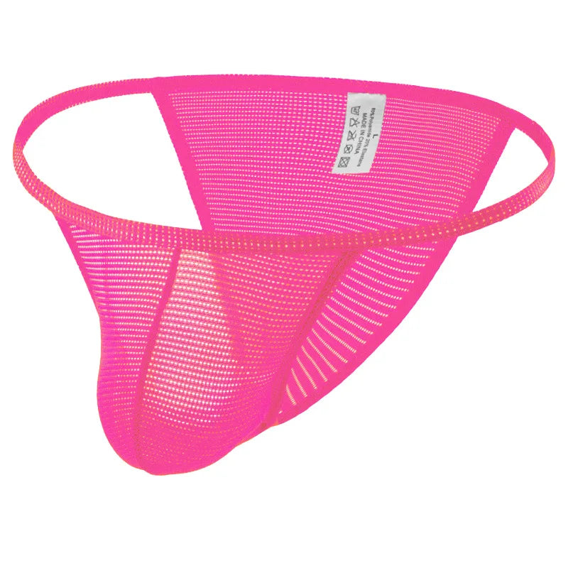 Solid color simple men's U convex bag mesh underwear low waist high fork half hip wrap comfortable small triangle CMF038