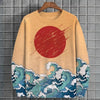3D Print Ukiyoe Sea Wave Hoodie For Men Vintage Plant Graphic Pullover Autumn Long Sleeve Oversized Sweatshirt O-Neck Hoodies