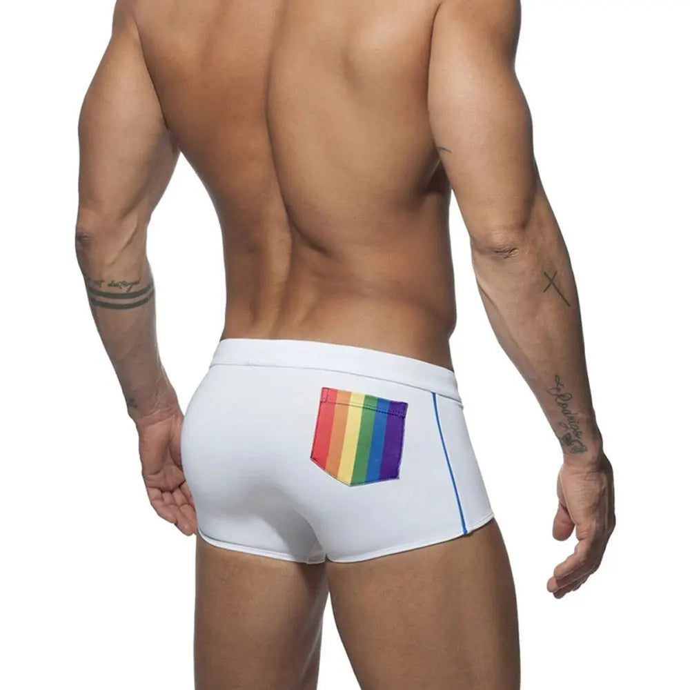 Sexy Briefs Swimming Trunks Tight Stretch Rainbow bathing suit men Brand Surf Summer Beach Sports Pants Push-up Men Swimwear