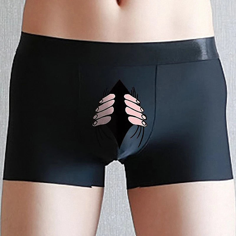 Men Silk Underwear Cartoon Boxer Mens Boxers Creative Funny