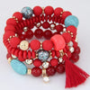 Bohemian Beads Charm Bracelets & Bangles for Women Fashion Love Feather Tassel Bracelet Multilayer Bracelet Femme 2024New