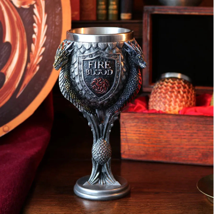 3D Goblet Cup Mini Beer Mug  Coffee Mugs Wine Glass Resin Stainless Steel Iron Tankard Sword  Dragon Wolf Map Drinkware Viking