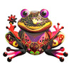 Eye-catching Metal Art Frog Wall Decor Colorful Iron Art Frog Sculpture Frog Hanging Ornament for Outdoor Home Yard Garden Fence